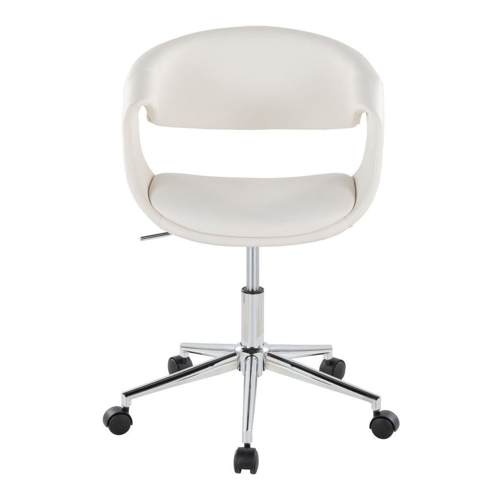 Curvo Upholstered 5-star Task Chair - Chrome Metal, White PU