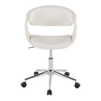 Curvo Upholstered 5-star Task Chair - Chrome Metal, White PU