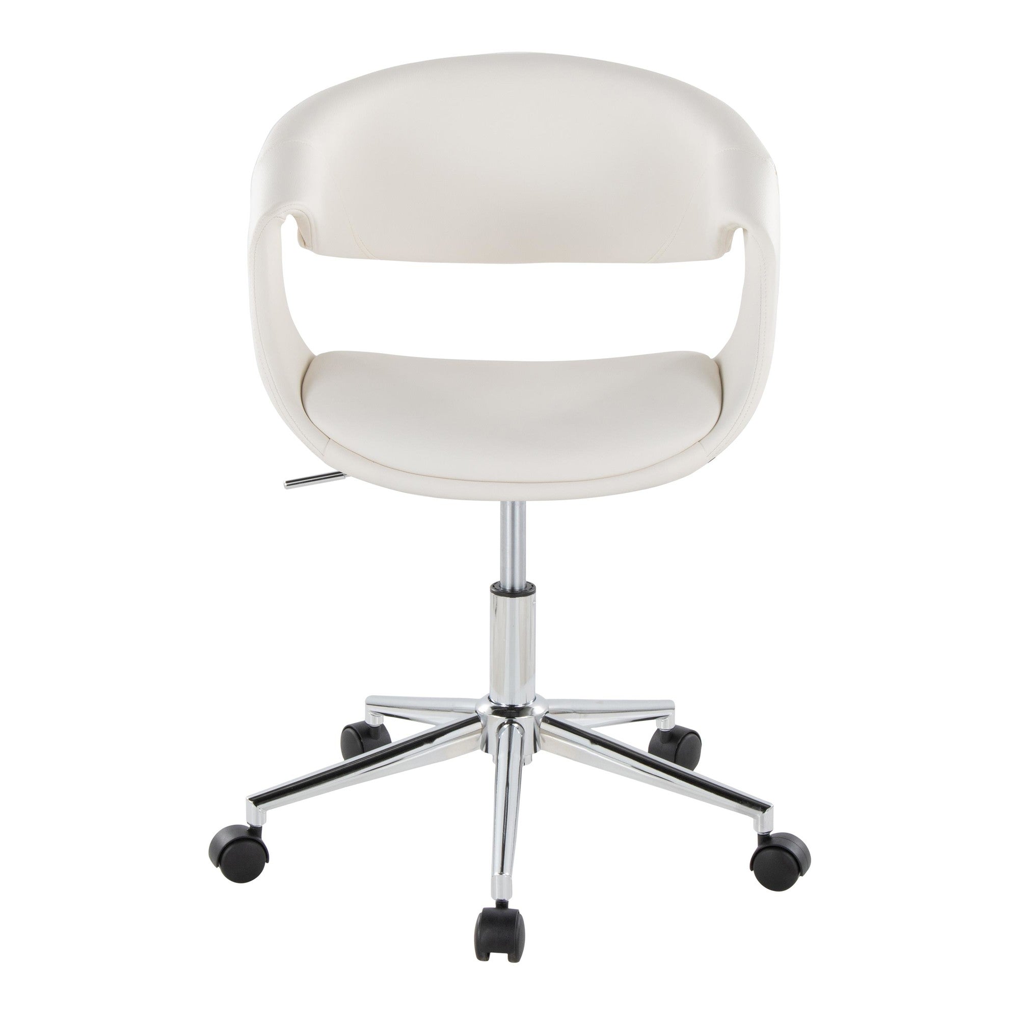 Curvo Upholstered 5-star Task Chair - Chrome Metal, White PU