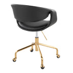 Curvo Upholstered 4-star Task Chair - Black Metal, Camel PU