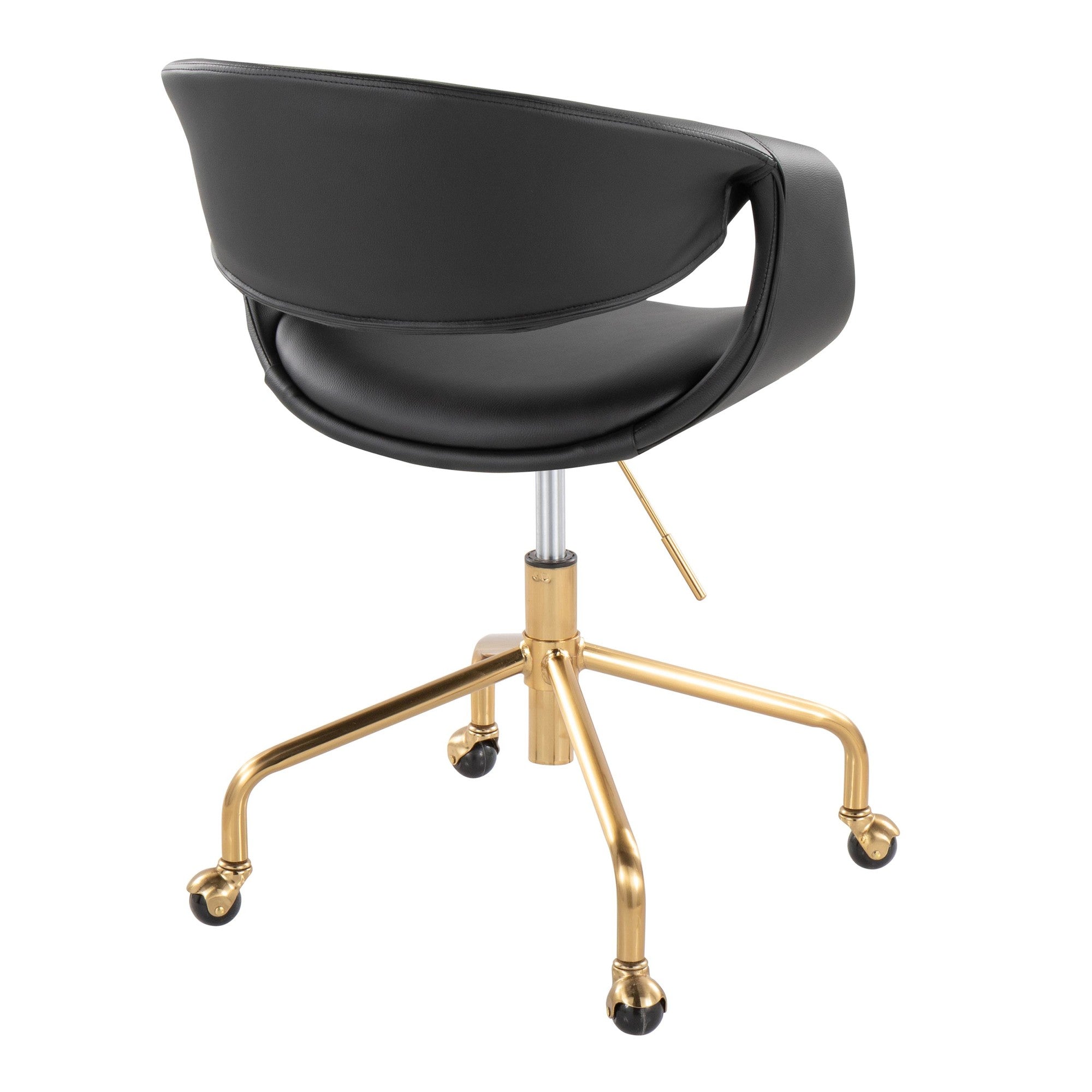 Curvo Upholstered 4-star Task Chair - Black Metal, Camel PU