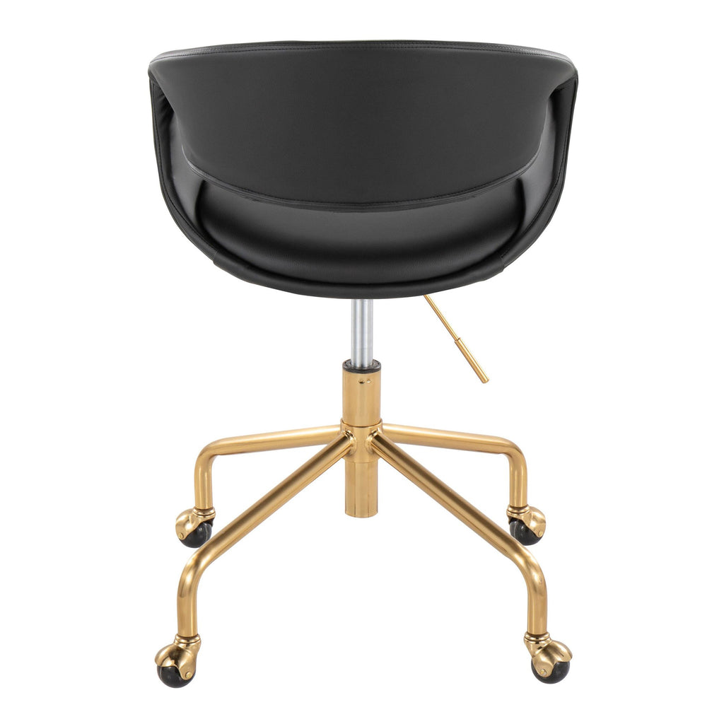 Curvo Upholstered 4-star Task Chair - Black Metal, Camel PU