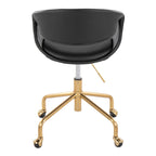 Curvo Upholstered 4-star Task Chair - Black Metal, Camel PU