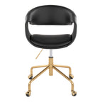 Curvo Upholstered 4-star Task Chair - Black Metal, Camel PU