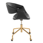 Curvo Upholstered 4-star Task Chair - Black Metal, Camel PU