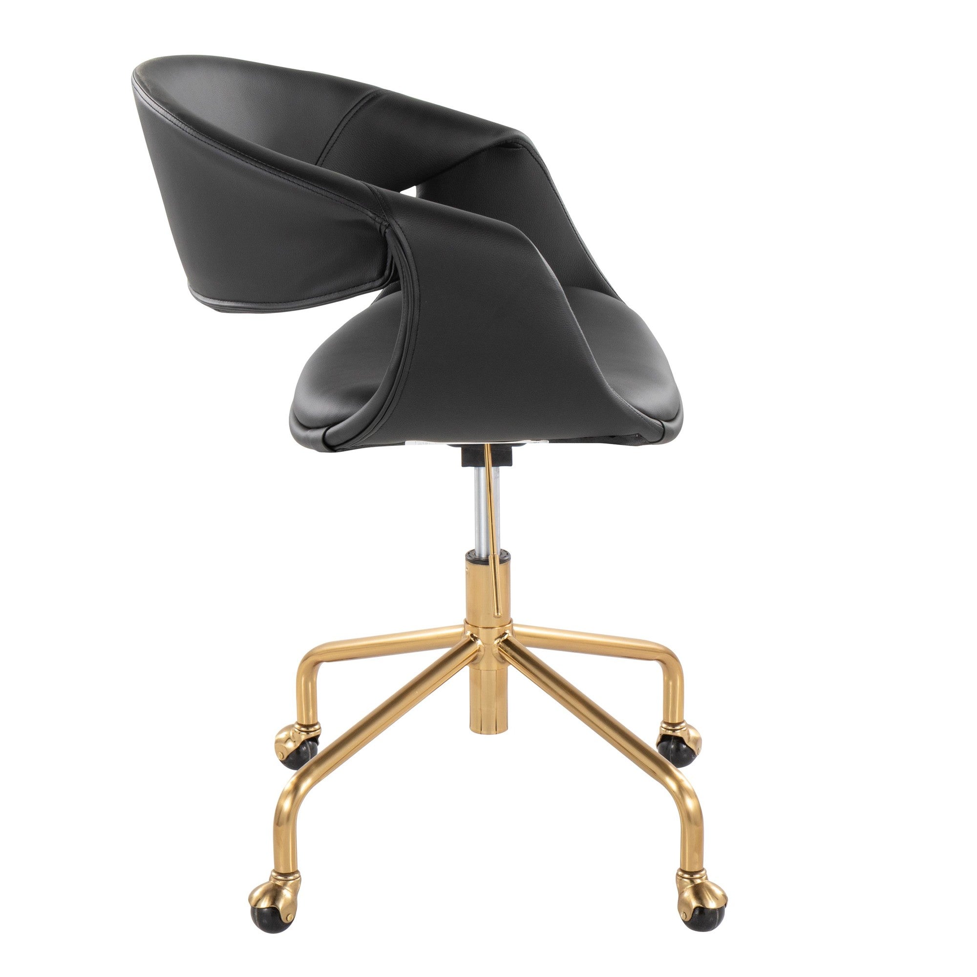 Curvo Upholstered 4-star Task Chair - Black Metal, Camel PU