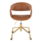 Curvo Upholstered 4-star Task Chair - Gold Metal, Camel PU