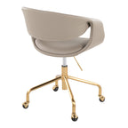 Curvo Upholstered 4-star Task Chair - Gold Metal, Light Grey PU