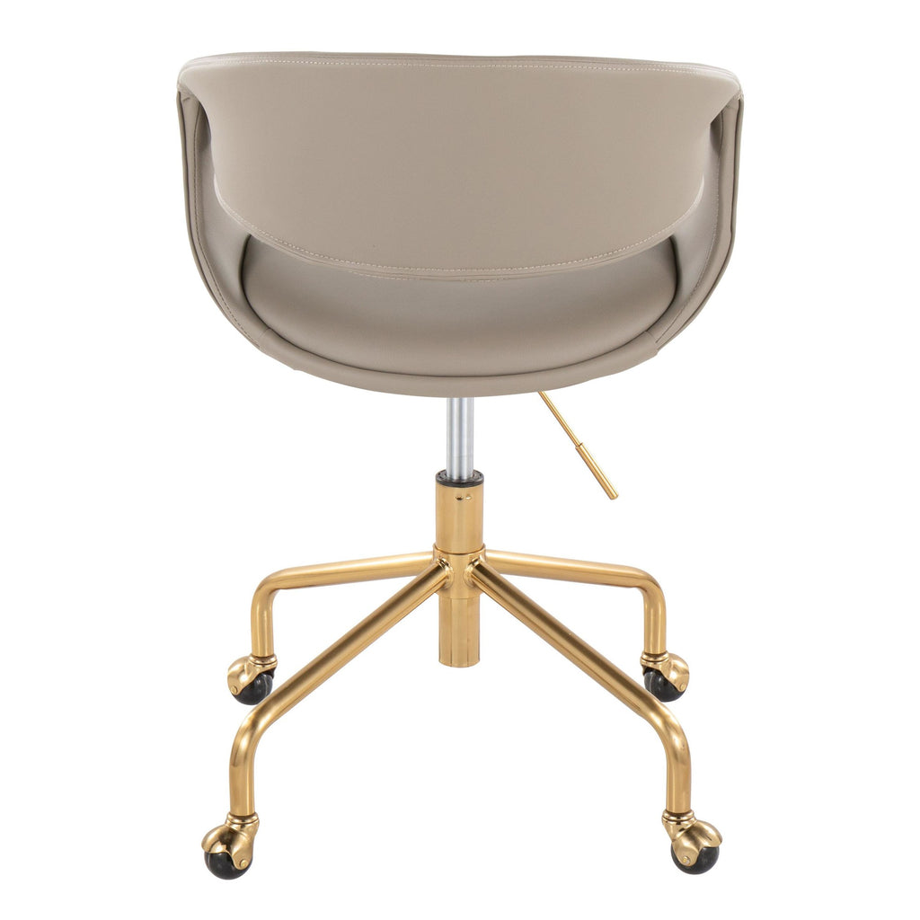 Curvo Upholstered 4-star Task Chair - Gold Metal, Light Grey PU