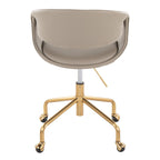 Curvo Upholstered 4-star Task Chair - Gold Metal, Light Grey PU