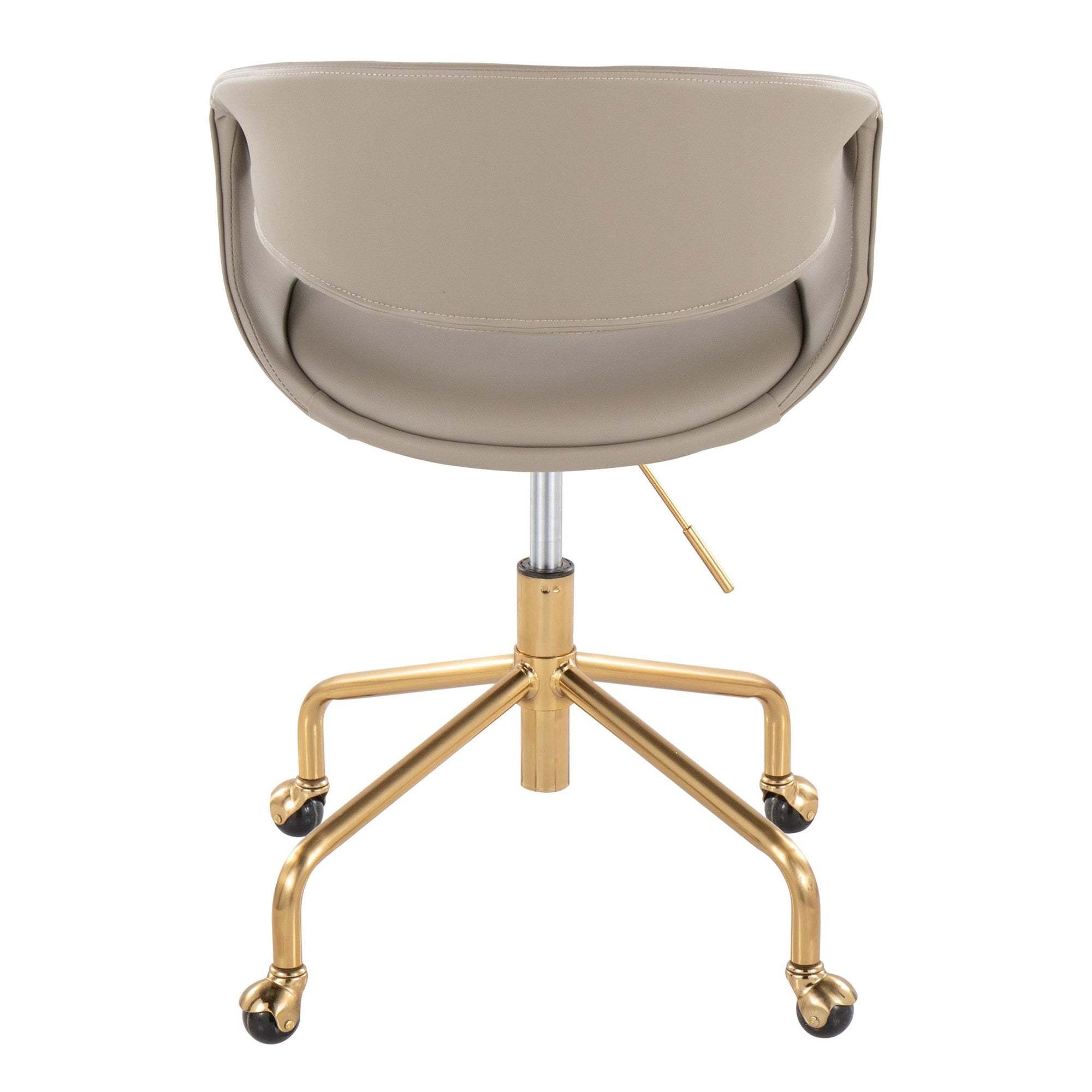 Curvo Upholstered 4-star Task Chair - Gold Metal, Light Grey PU