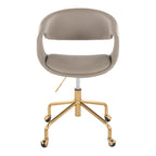 Curvo Upholstered 4-star Task Chair - Gold Metal, Light Grey PU