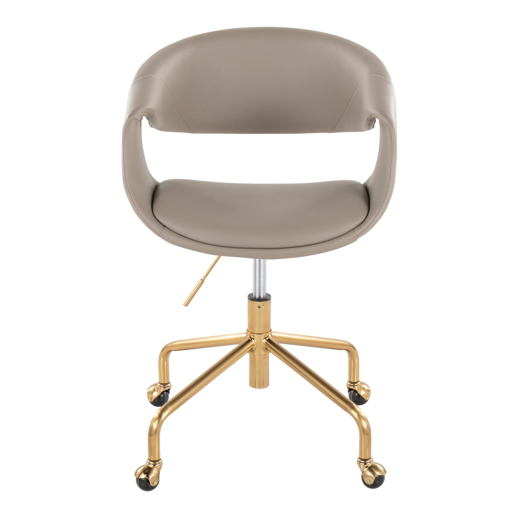 Curvo Upholstered 4-star Task Chair - Gold Metal, Light Grey PU
