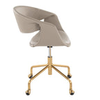 Curvo Upholstered 4-star Task Chair - Gold Metal, Light Grey PU