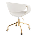 Curvo Upholstered 4-star Task Chair - Gold Metal, White PU