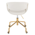 Curvo Upholstered 4-star Task Chair - Gold Metal, White PU