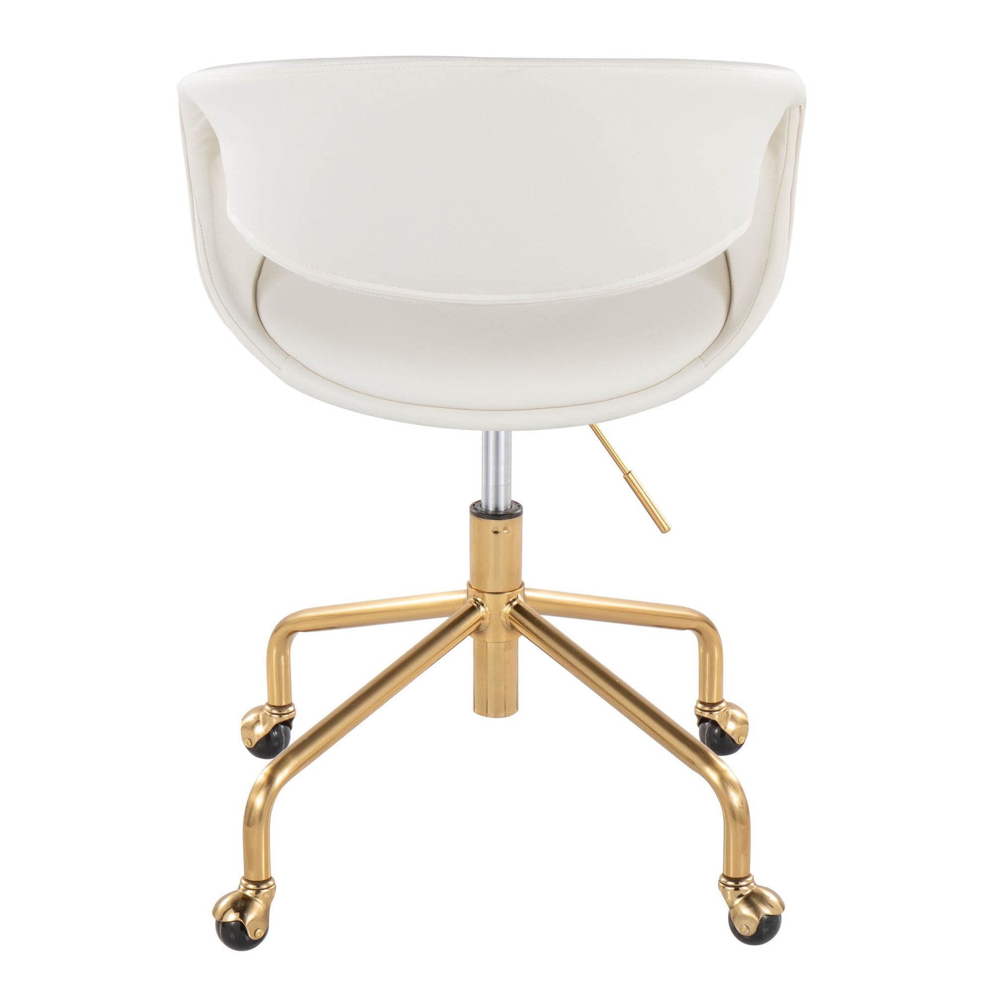 Curvo Upholstered 4-star Task Chair - Gold Metal, White PU