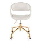Curvo Upholstered 4-star Task Chair - Gold Metal, White PU