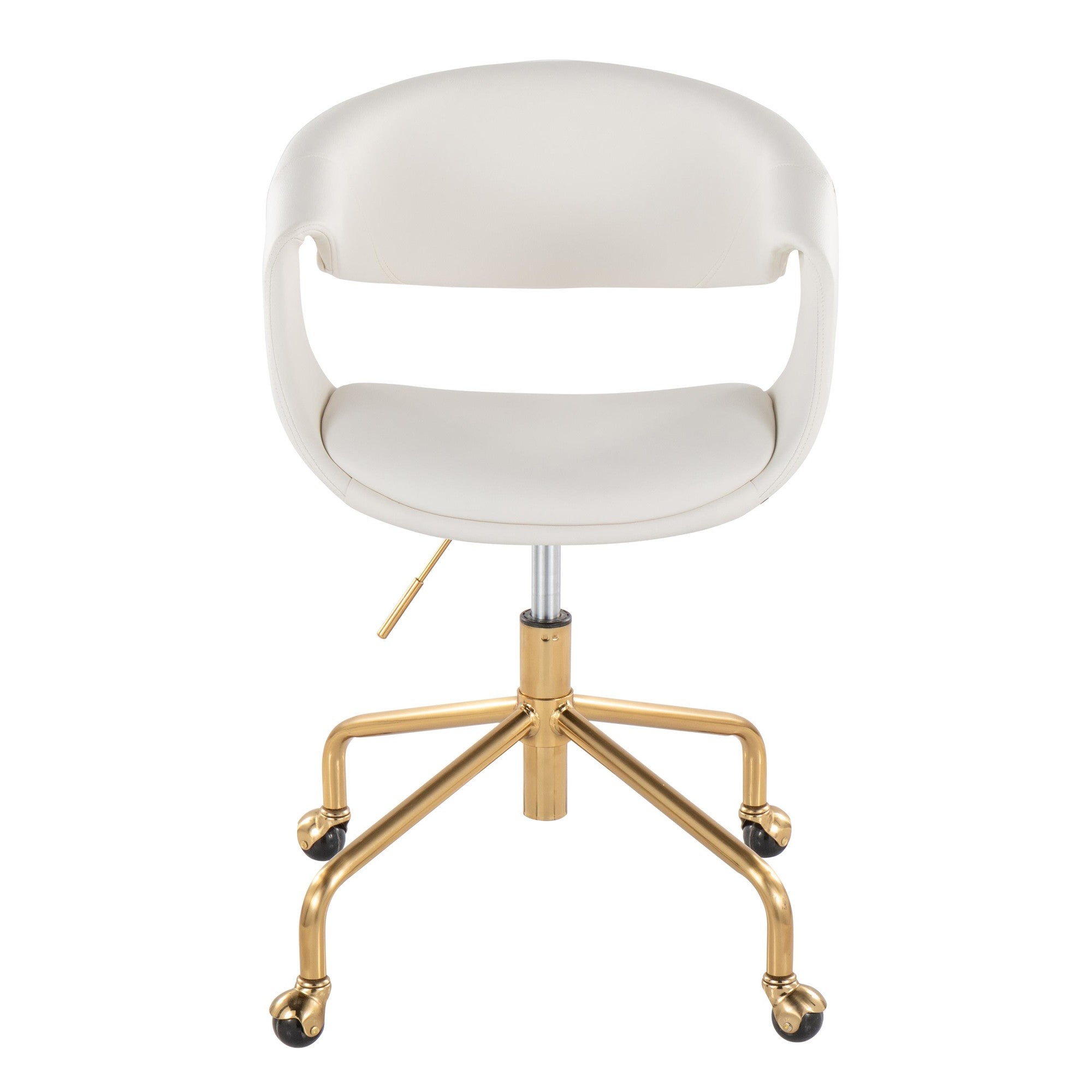 Curvo Upholstered 4-star Task Chair - Gold Metal, White PU