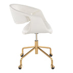Curvo Upholstered 4-star Task Chair - Gold Metal, White PU