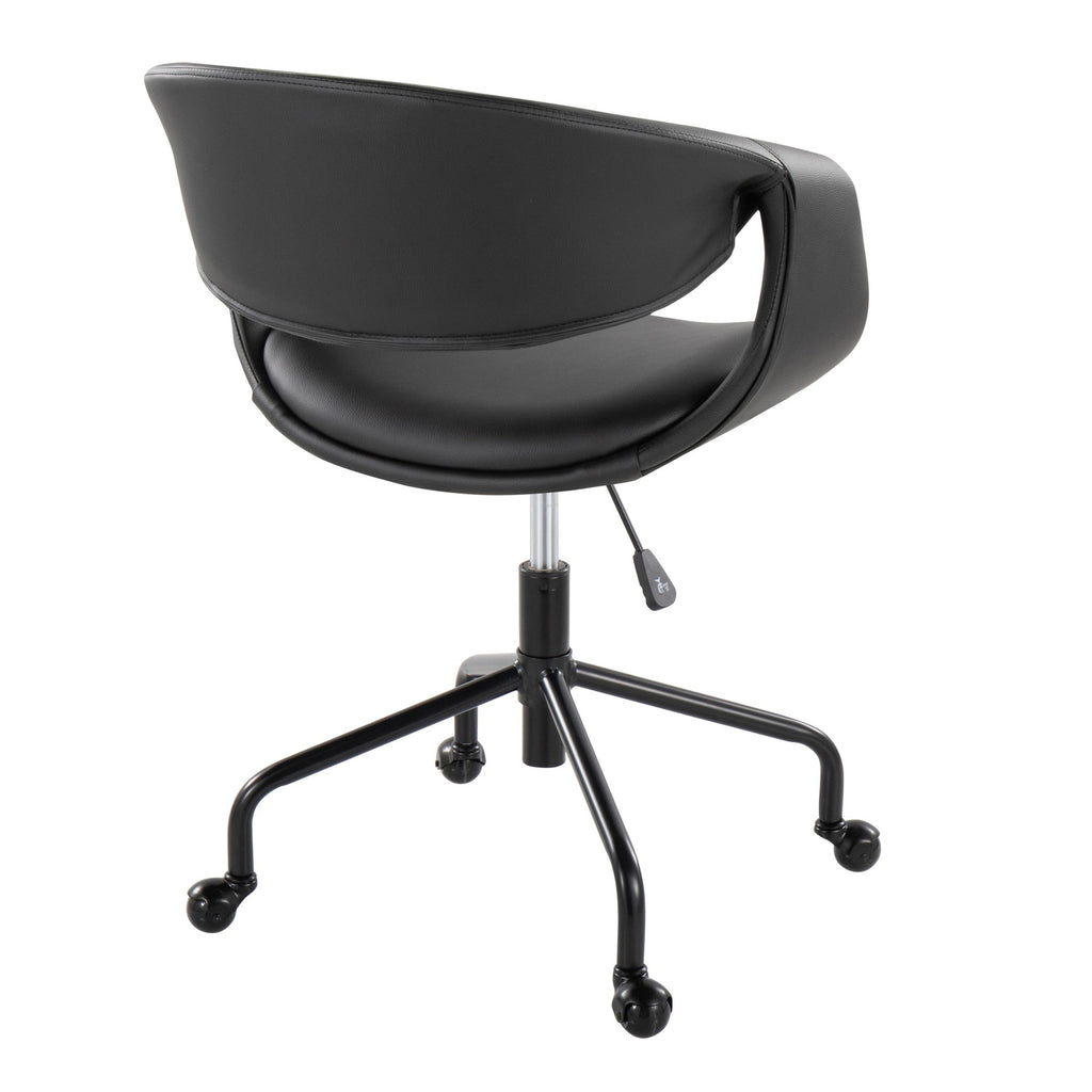 Curvo Upholstered 4-star Task Chair - Black Metal, Black PU