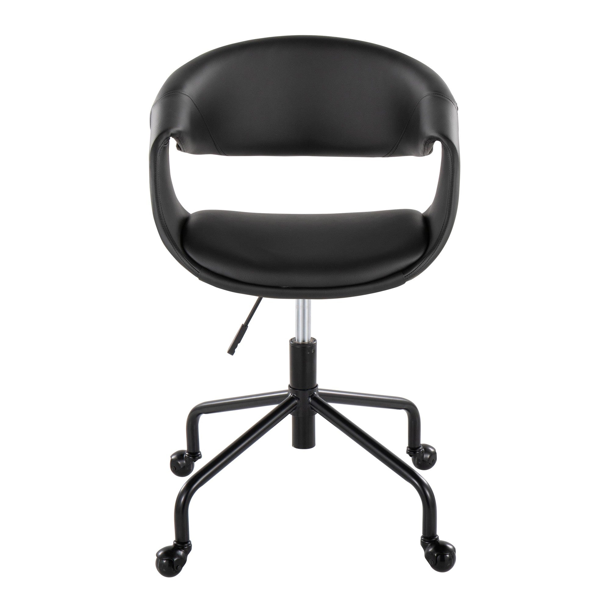 Curvo Upholstered 4-star Task Chair - Black Metal, Black PU