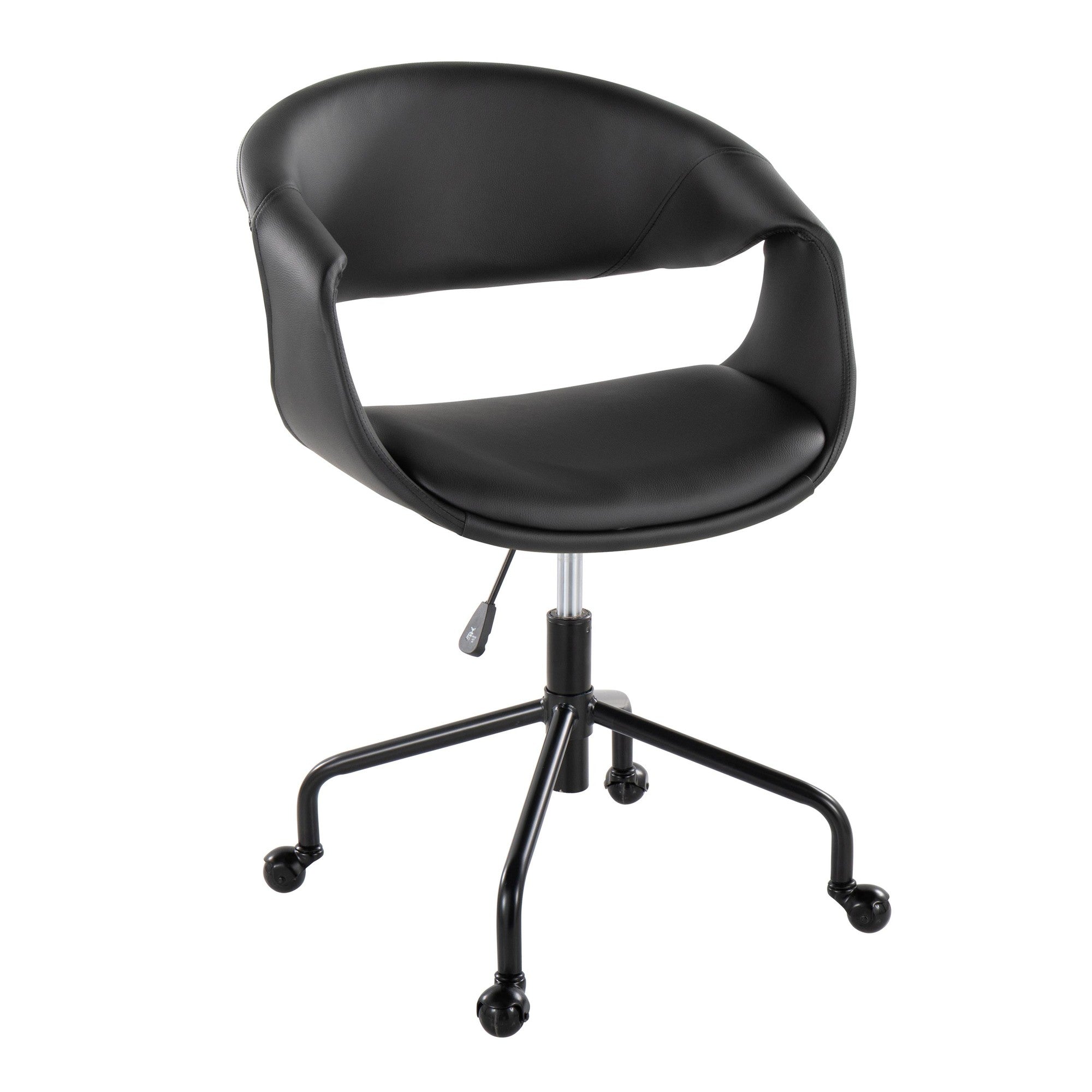 Curvo Upholstered 4-star Task Chair - Black Metal, Black PU