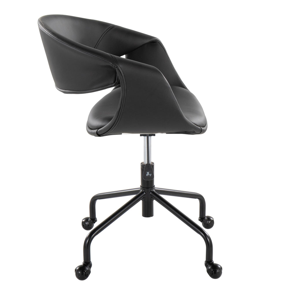 Curvo Upholstered 4-star Task Chair - Black Metal, Black PU