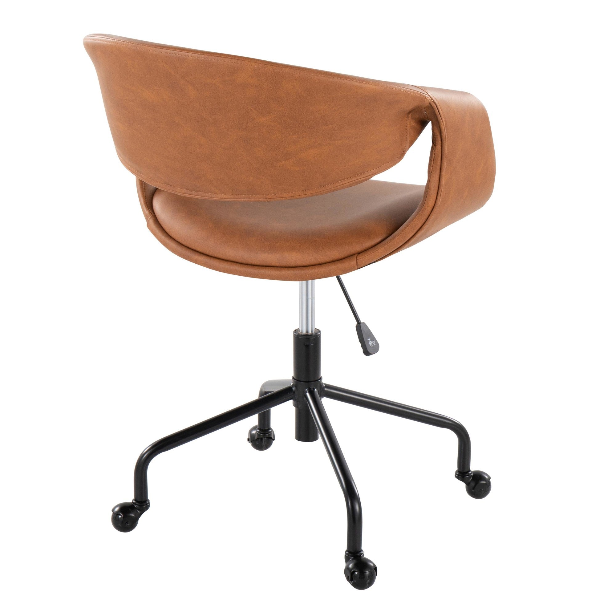 Curvo Upholstered 4-star Task Chair - Black Metal, Camel PU