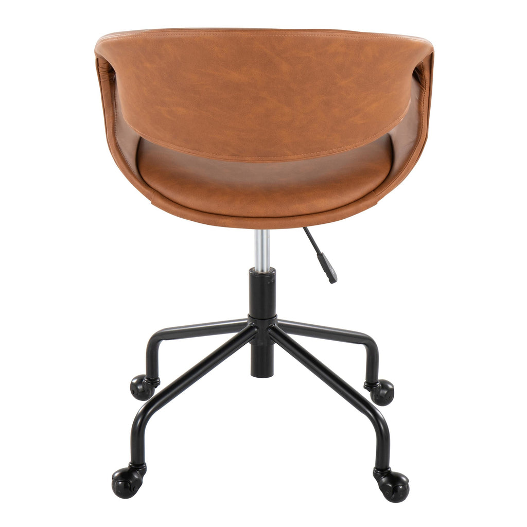Curvo Upholstered 4-star Task Chair - Black Metal, Camel PU