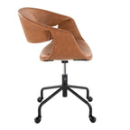 Curvo Upholstered 4-star Task Chair - Black Metal, Camel PU