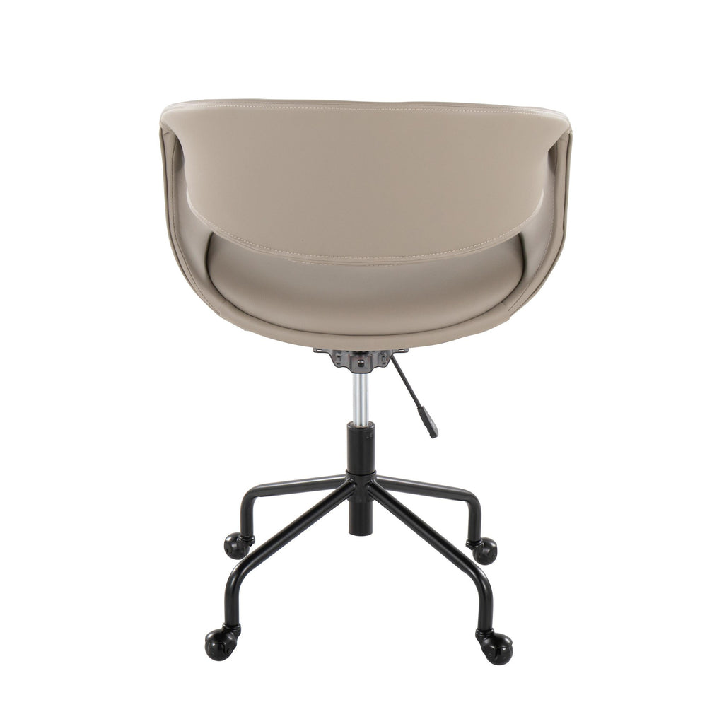 Curvo Upholstered 4-star Task Chair - Black Metal, Light Grey PU