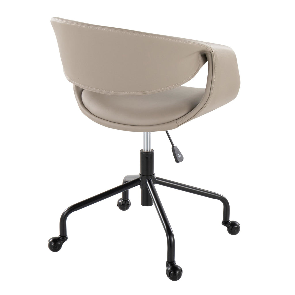 Curvo Upholstered 4-star Task Chair - Black Metal, Light Grey PU