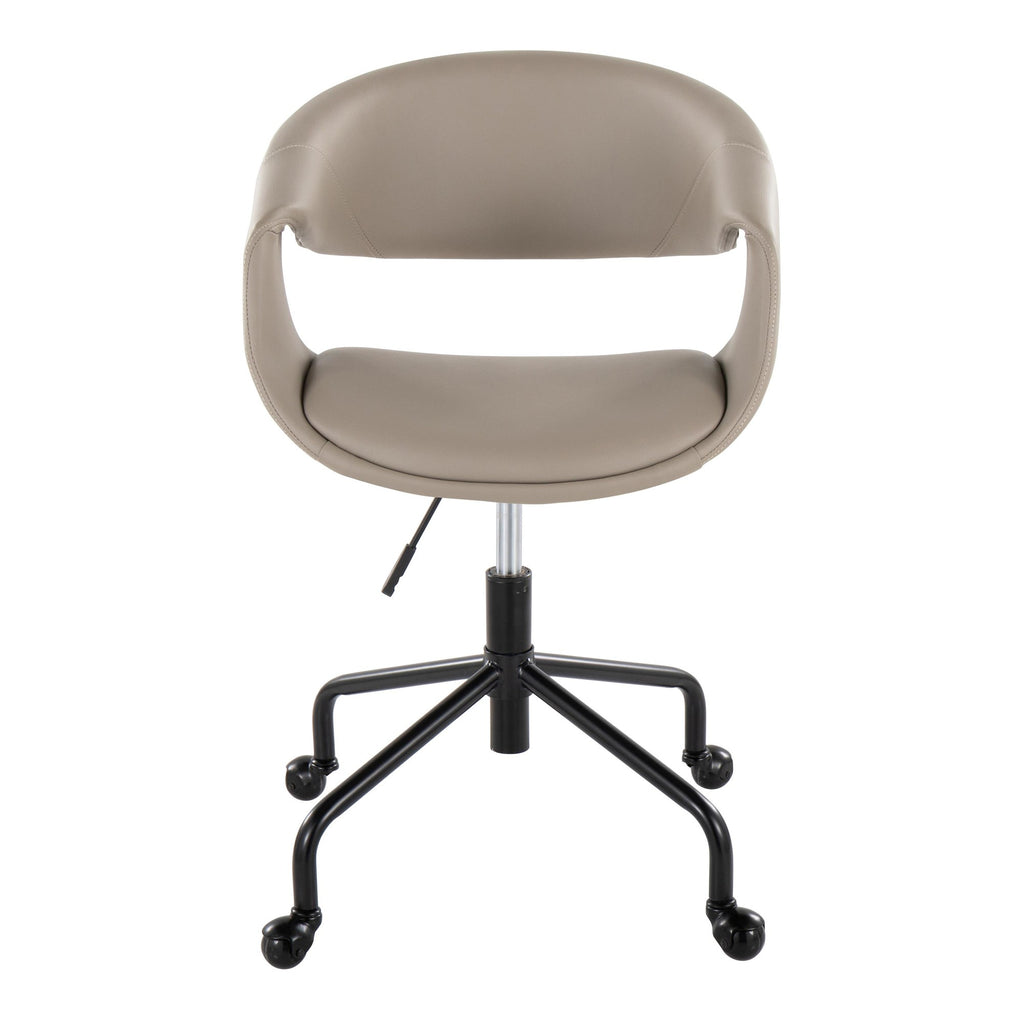 Curvo Upholstered 4-star Task Chair - Black Metal, Light Grey PU