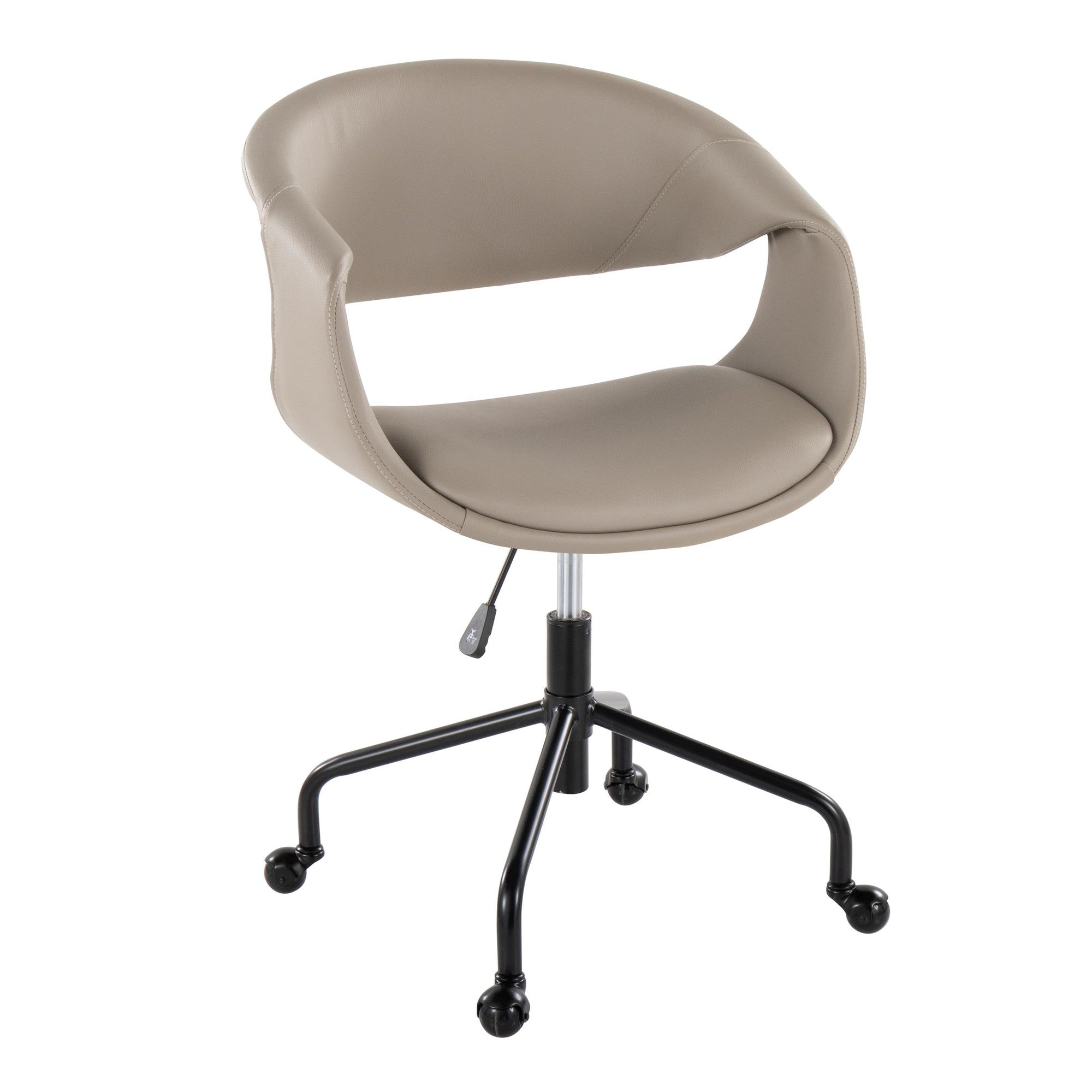 Curvo Upholstered 4-star Task Chair - Black Metal, Light Grey PU