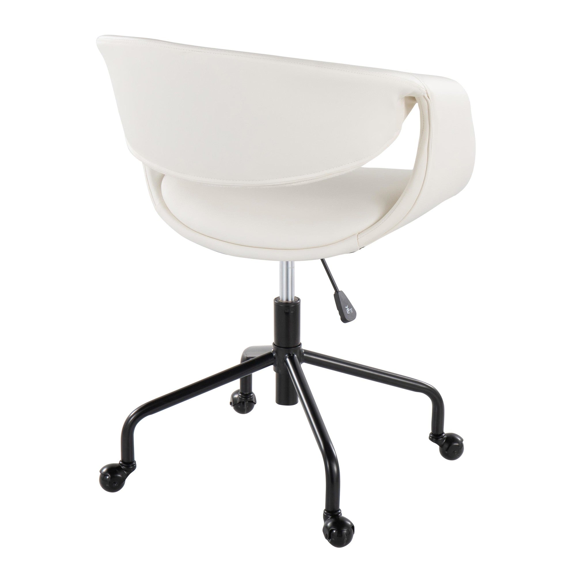 Curvo Upholstered 4-star Task Chair - Black Metal, White PU