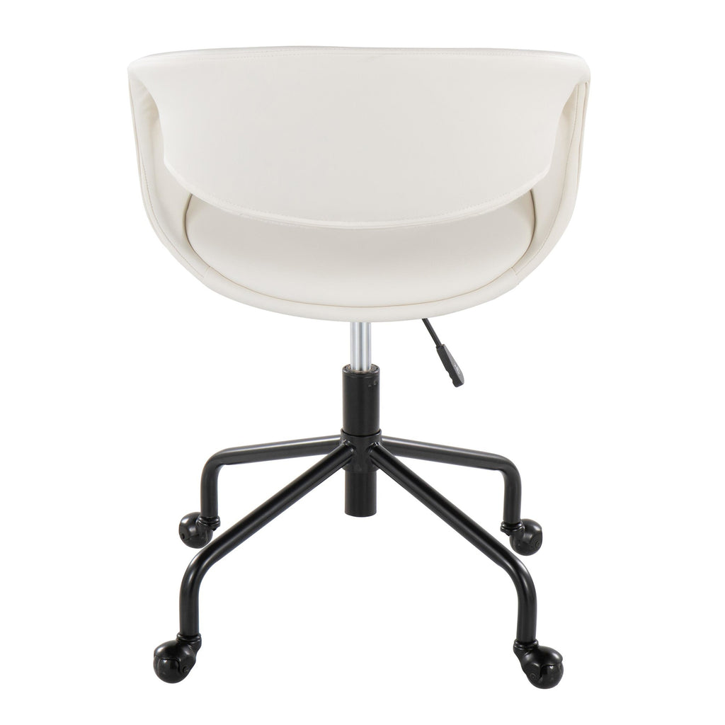 Curvo Upholstered 4-star Task Chair - Black Metal, White PU