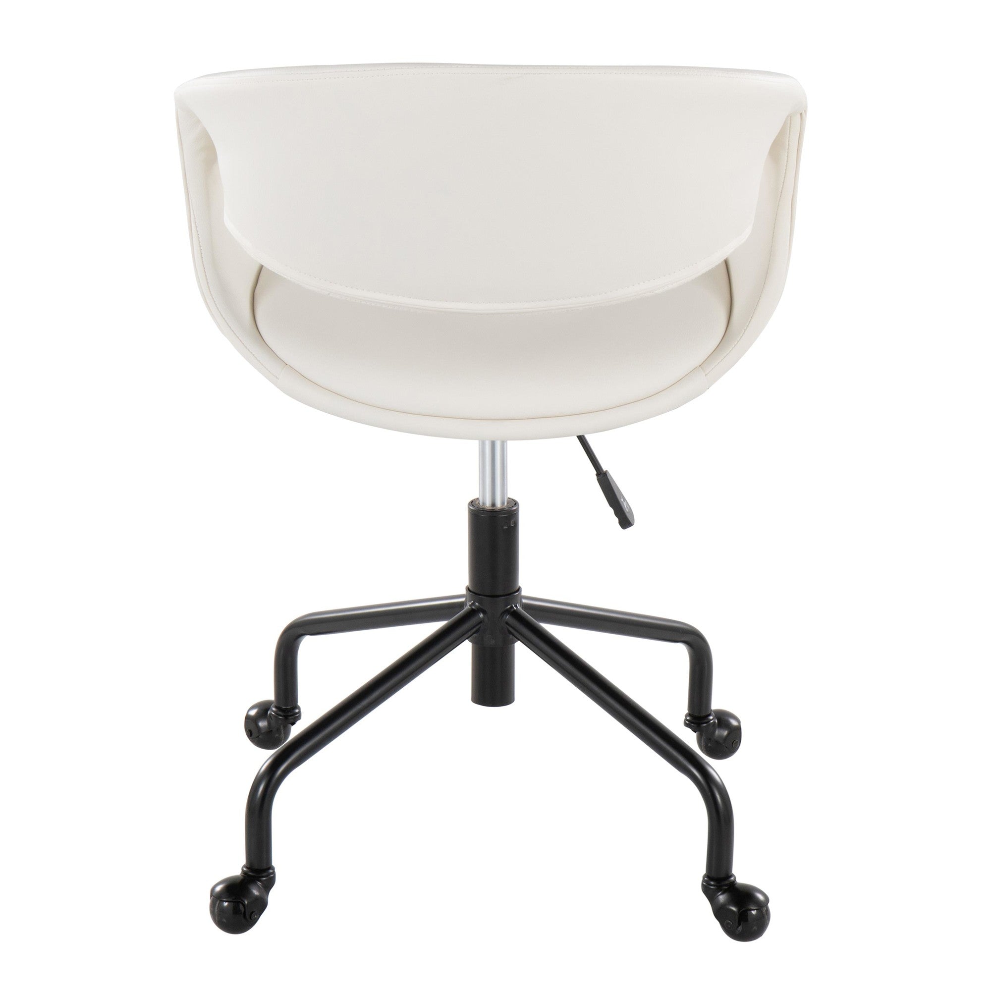Curvo Upholstered 4-star Task Chair - Black Metal, White PU
