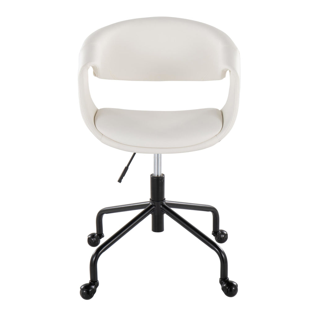 Curvo Upholstered 4-star Task Chair - Black Metal, White PU