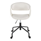 Curvo Upholstered 4-star Task Chair - Black Metal, White PU