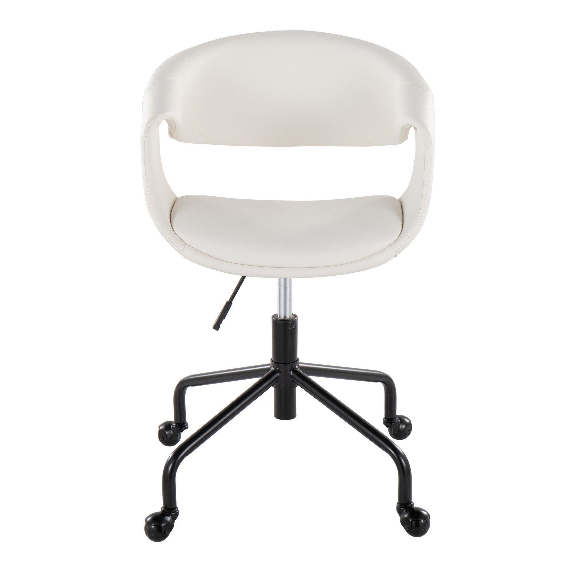 Curvo Upholstered 4-star Task Chair - Black Metal, White PU