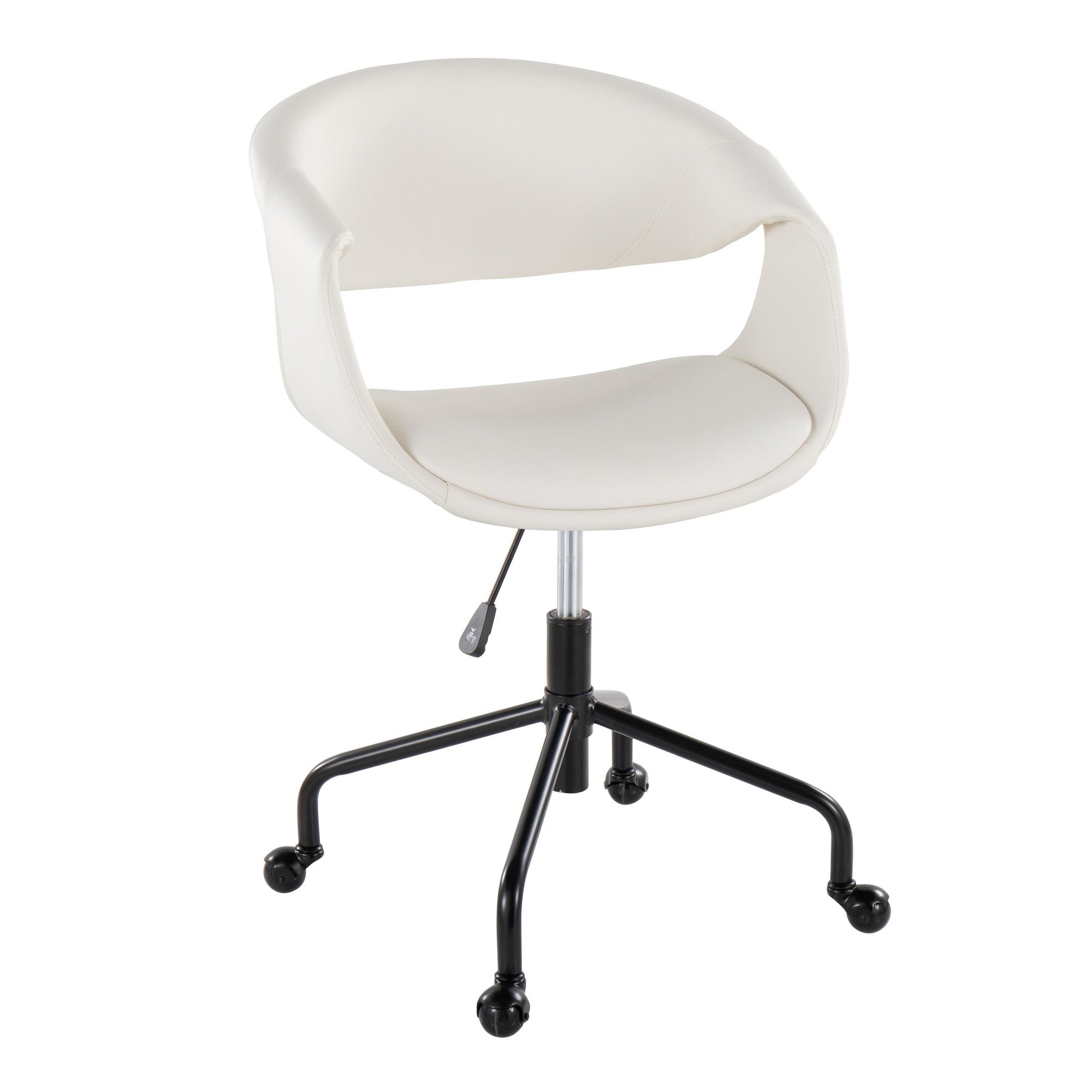 Curvo Upholstered 4-star Task Chair - Black Metal, White PU