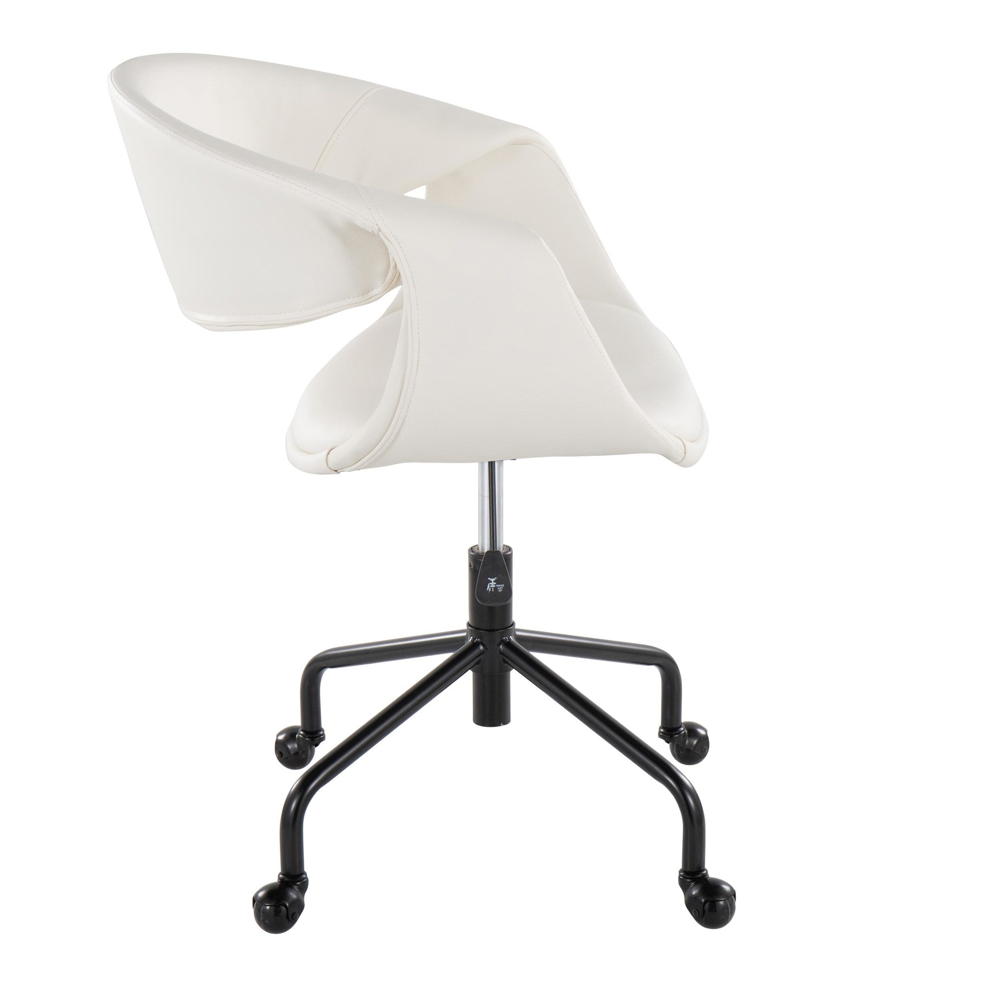 Curvo Upholstered 4-star Task Chair - Black Metal, White PU