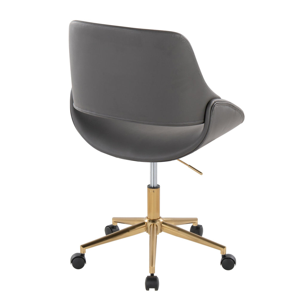Fabrico Office Chair - Gold Metal, Grey PU