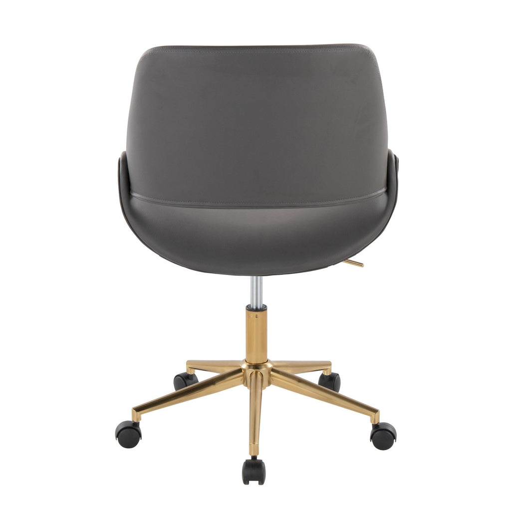 Fabrico Office Chair - Gold Metal, Grey PU