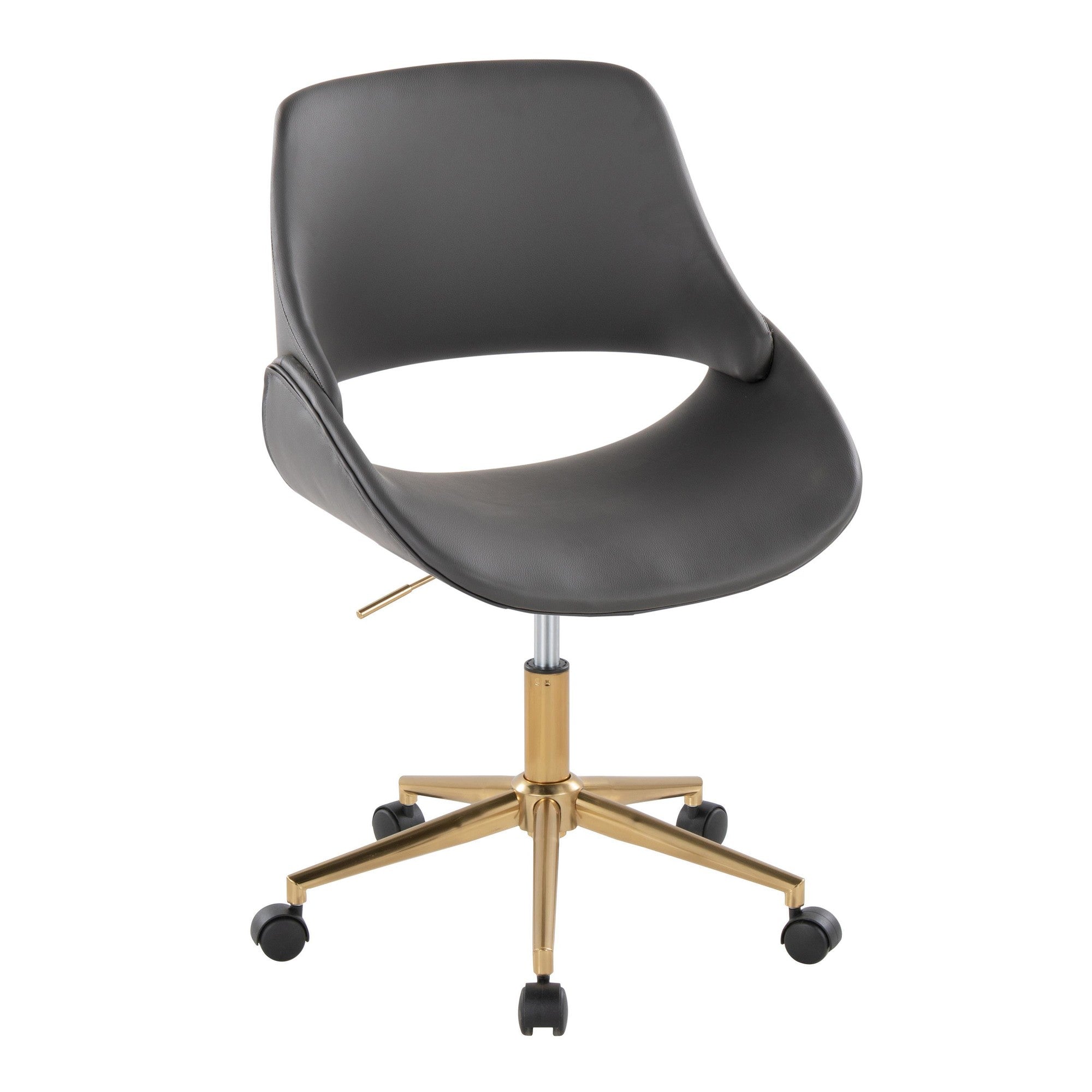 Fabrico Office Chair - Gold Metal, Grey PU