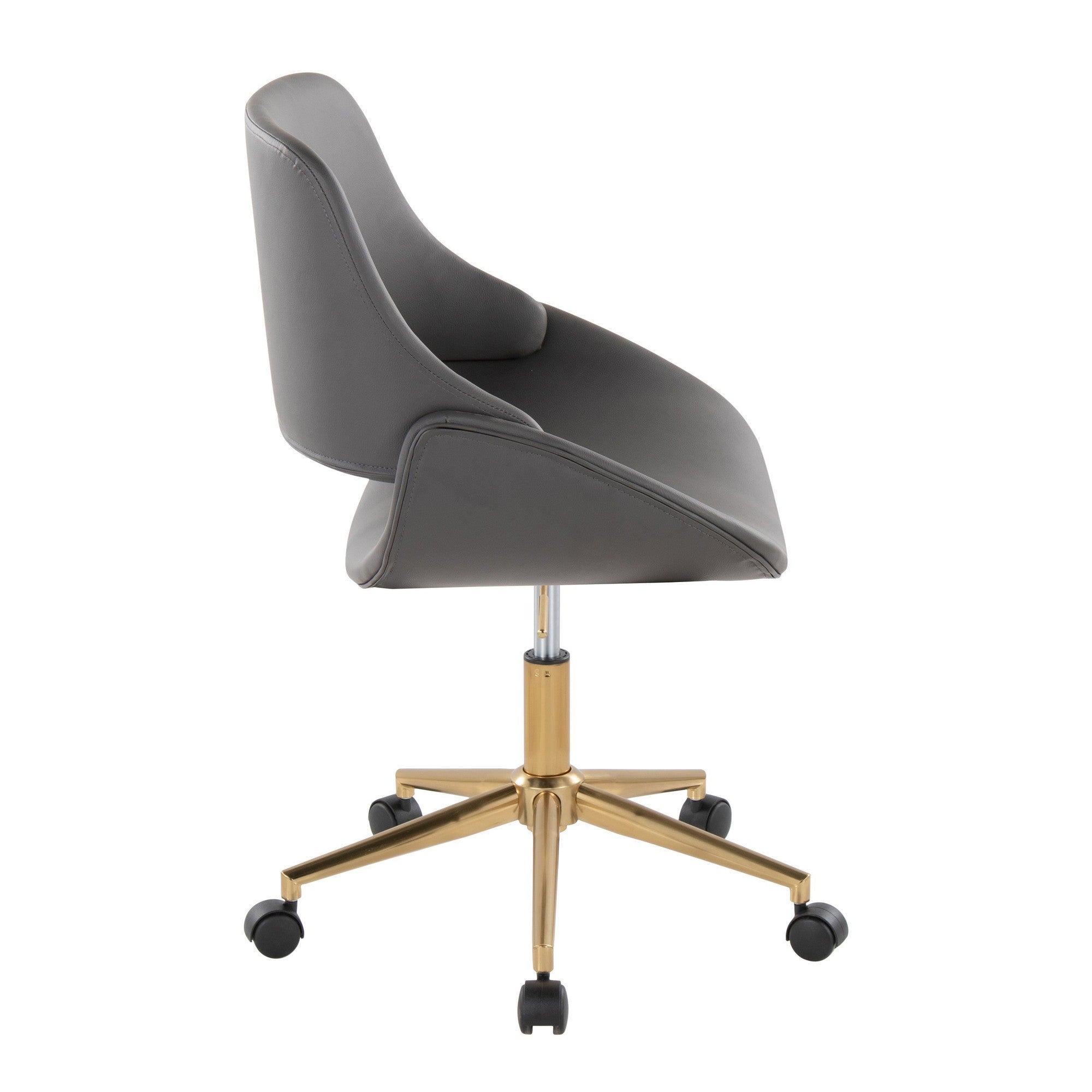 Fabrico Office Chair - Gold Metal, Grey PU