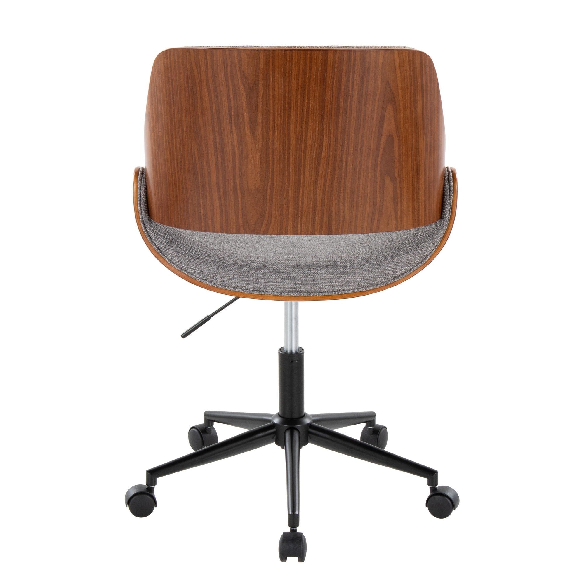 Fabrizzi Office Chair - Black Metal, Walnut Wood, Grey Fabric