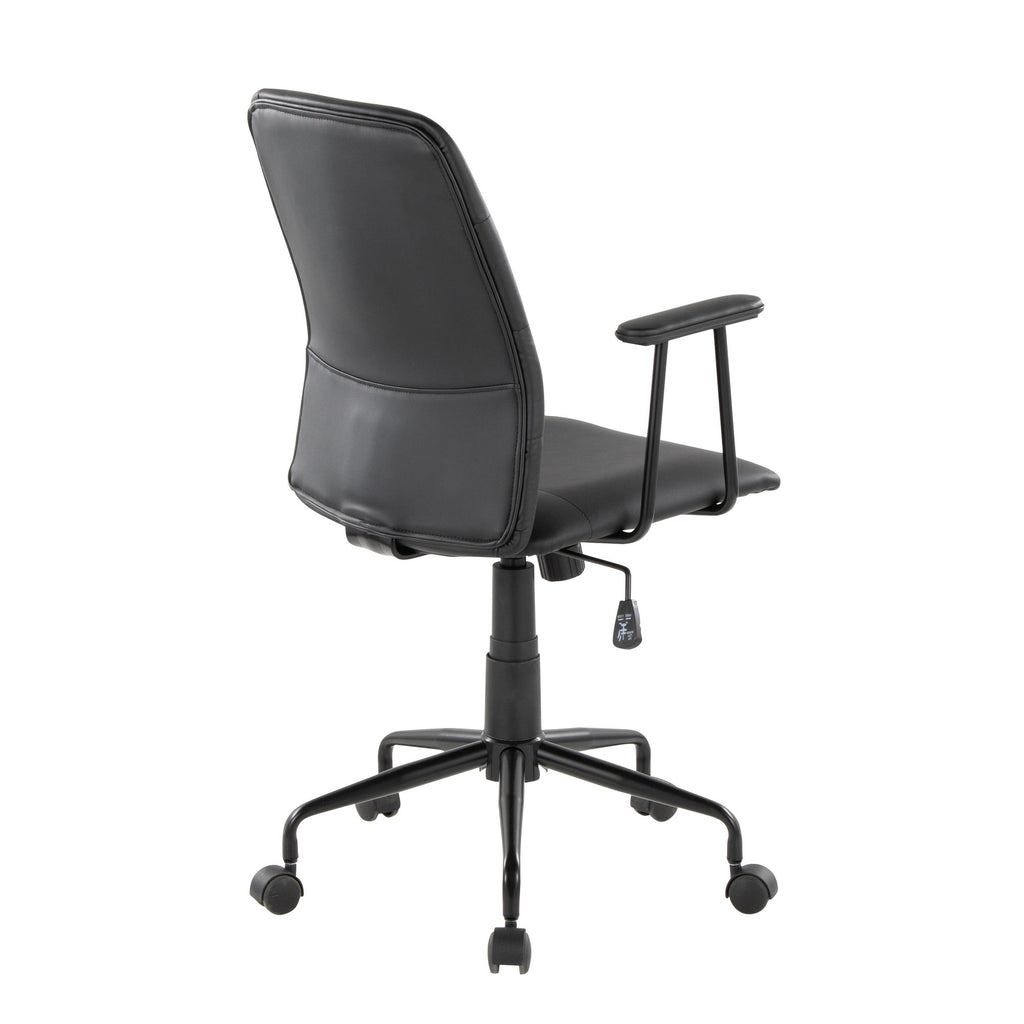 Fredrick Office Chair - Black Metal, Black PU