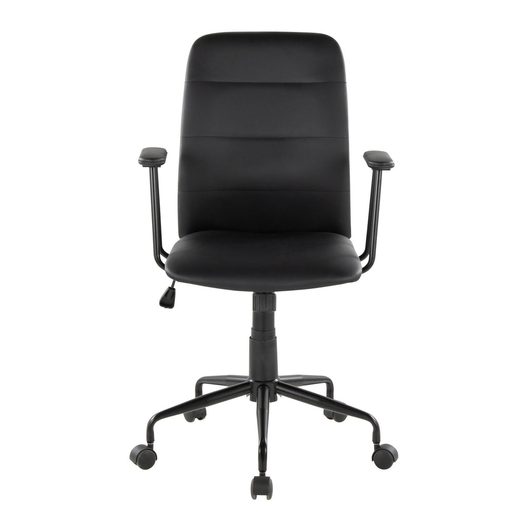 Fredrick Office Chair - Black Metal, Black PU
